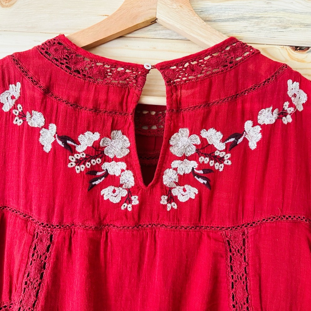 Free People Perfect Victorian rust mini Dress embroireded mini Dress - Picture 4 of 6